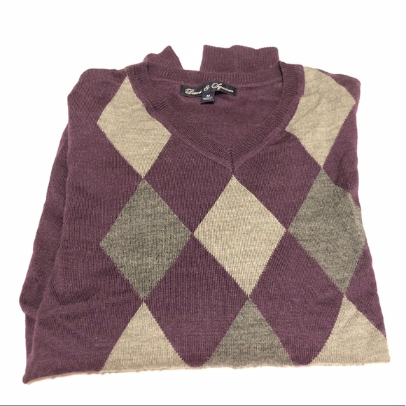 Davis & Squire Mens V Neck Wool Blend Sweater - Picture 3 of 3